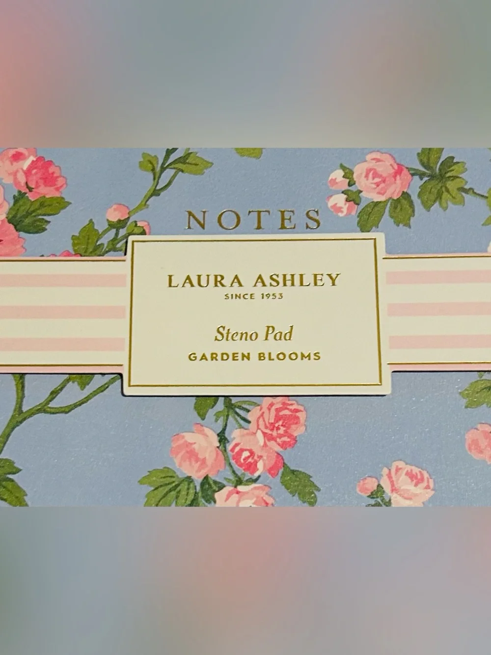 New Laura Ashley Floral Spiral Steno Pad  Gold Accents Gold Pen Vietnam